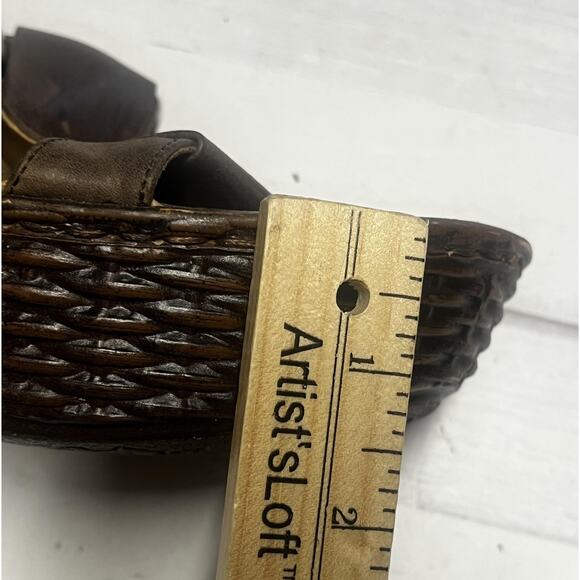 Born Wedge Sandals Womens Size 9 Brown Leather Platform Buckle Woven W82314 - Picture 12 of 13